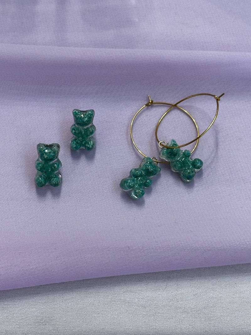 Chrysocolla Gummy Bear Hoops and Studs