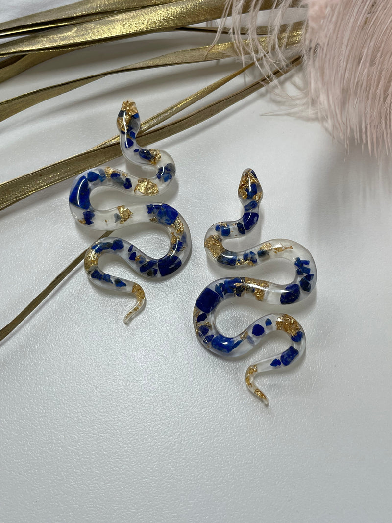 “The Feminine" Lapis Lazuli  Lightweight Big Snake Studs
