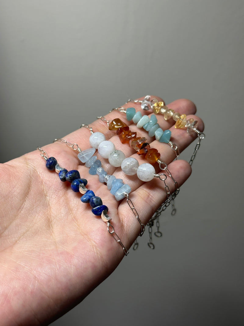 Lapis Lazuli Sterling Silver Chain Bracelet