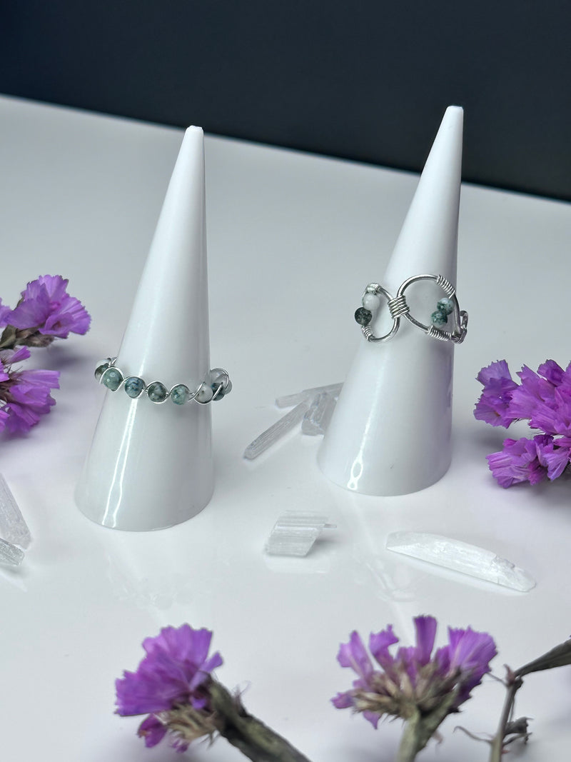 Tree Agate Sterling Silver Wire Ring