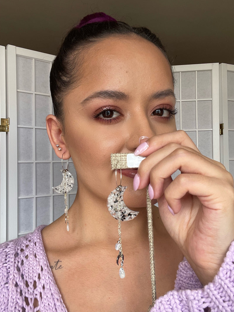 The Silver Moon Moonstone Sterling Silver Hoops
