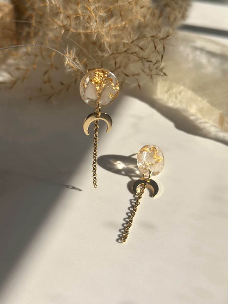 “Lunita” Rainbow Moonstone Studs