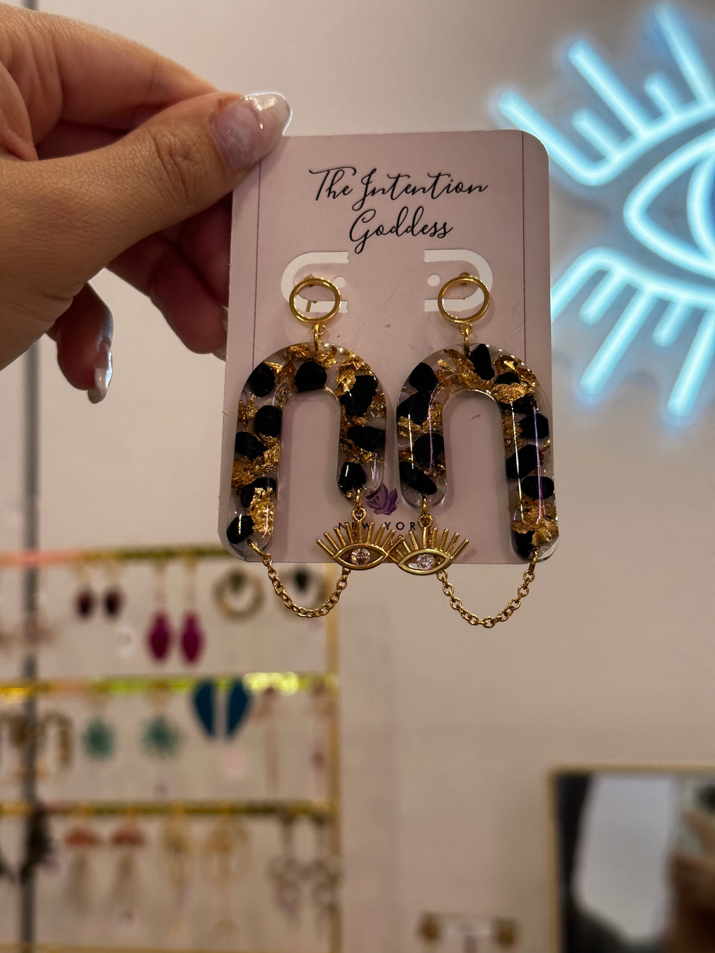 “Goddess of Abundance II” Shungite Evil Eye Earrings