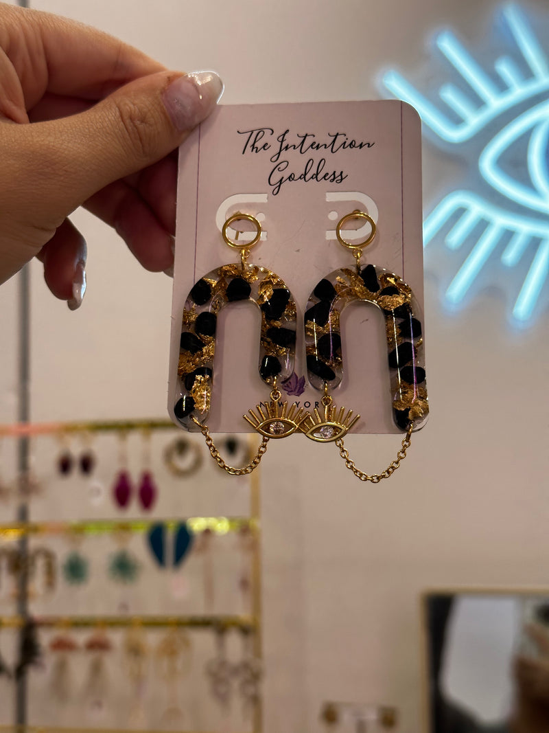 “Goddess of Abundance II” Shungite Evil Eye Earrings