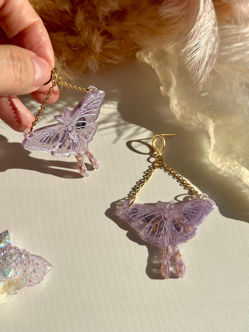 “Lunar Moth" Charoite Earrings