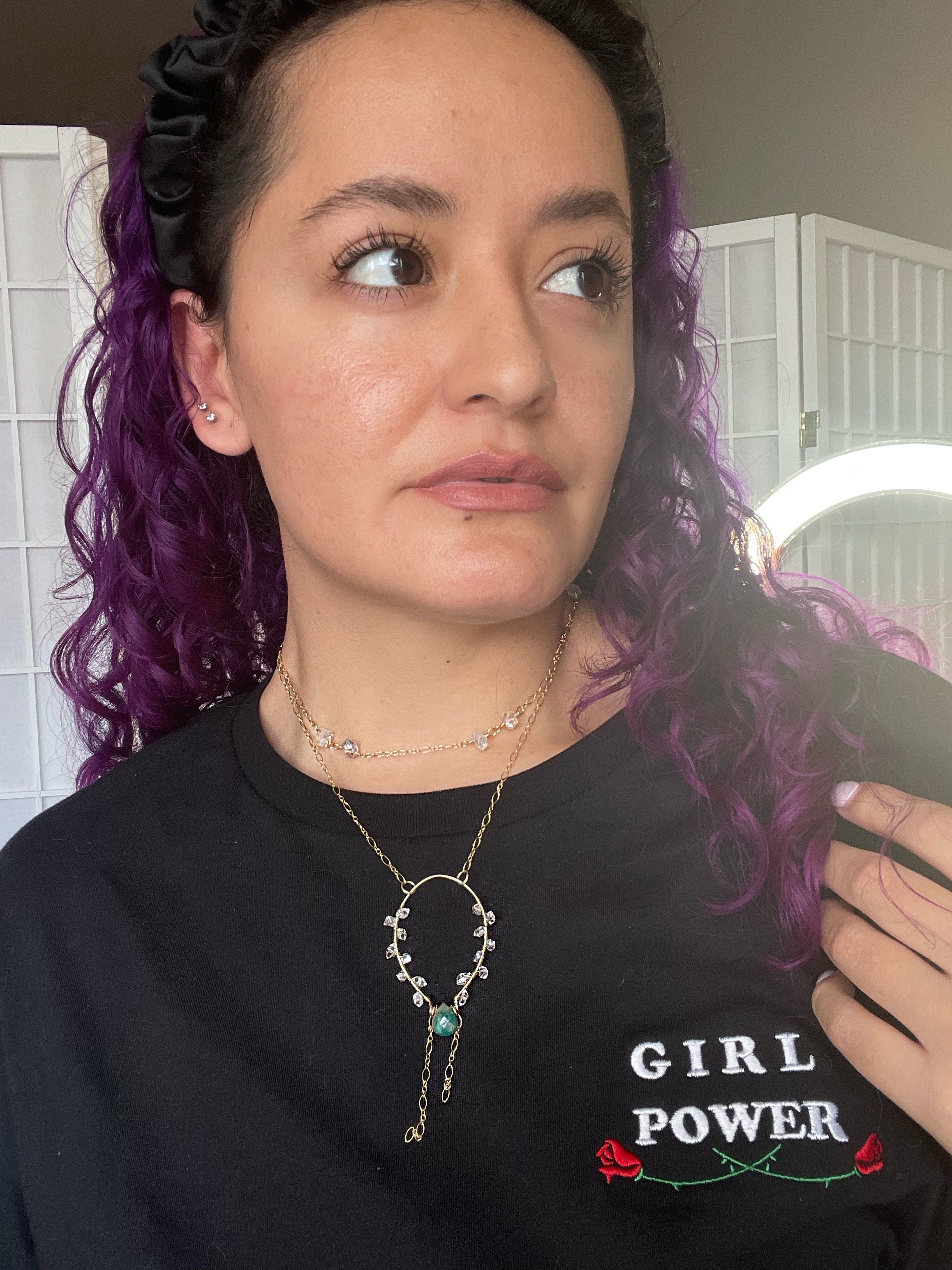 “The Intention Goddess” Amazonite & Herkimer Diamond Water Resistant Necklace