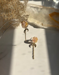 “Lunita” Peach Moonstone Studs