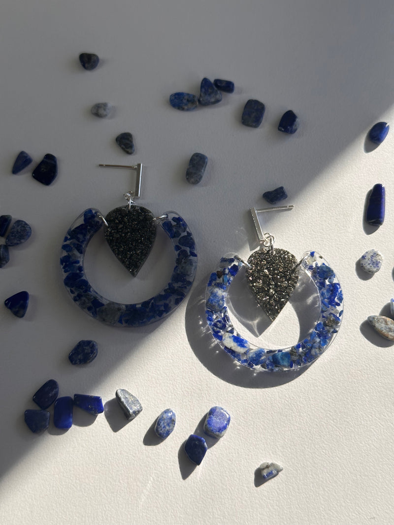 “Circle of Manifestation” Lapis Lazuli & Pyrite Earrings