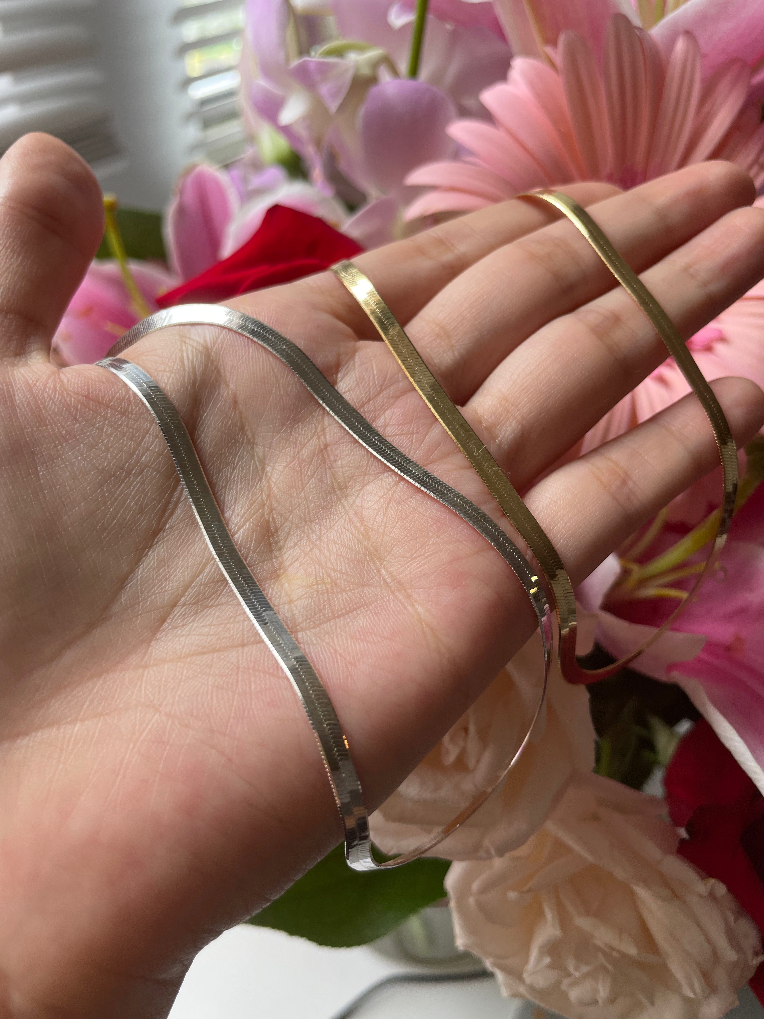 Herringbone Vermeil or Sterling Silver Necklace