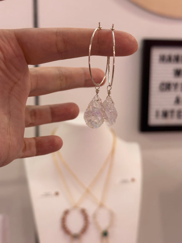 Aura Quartz Sterling Hoops