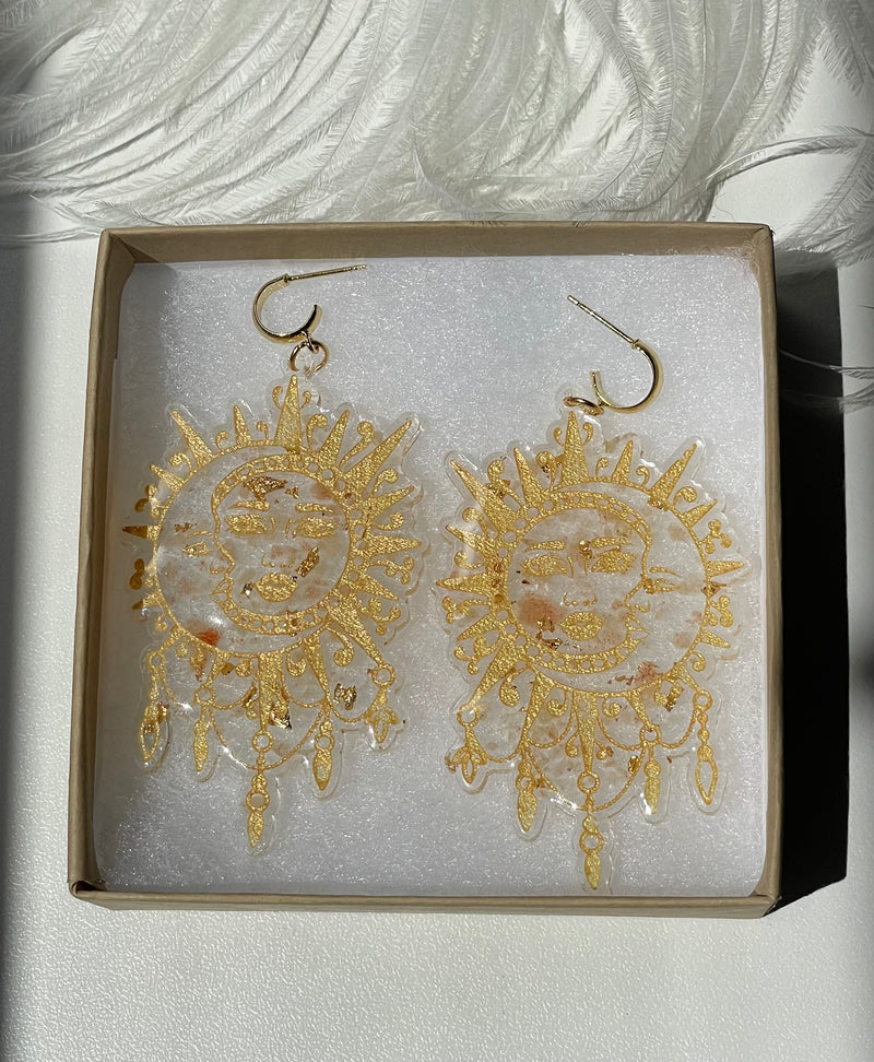 “Sol y Luna" Citrine & Sunstone Earrings
