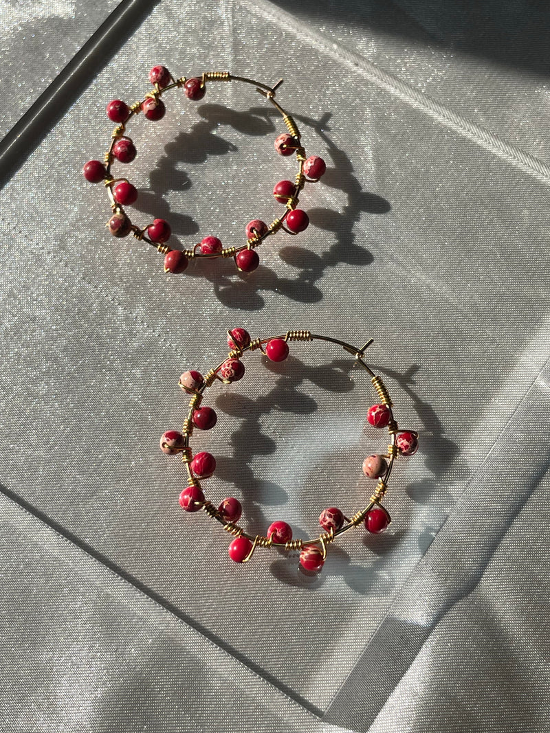 Red Jasper Wire Hoops