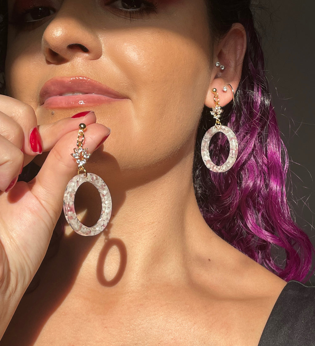 "The Valentina" Pink Tourmaline & Quartz  Earrings