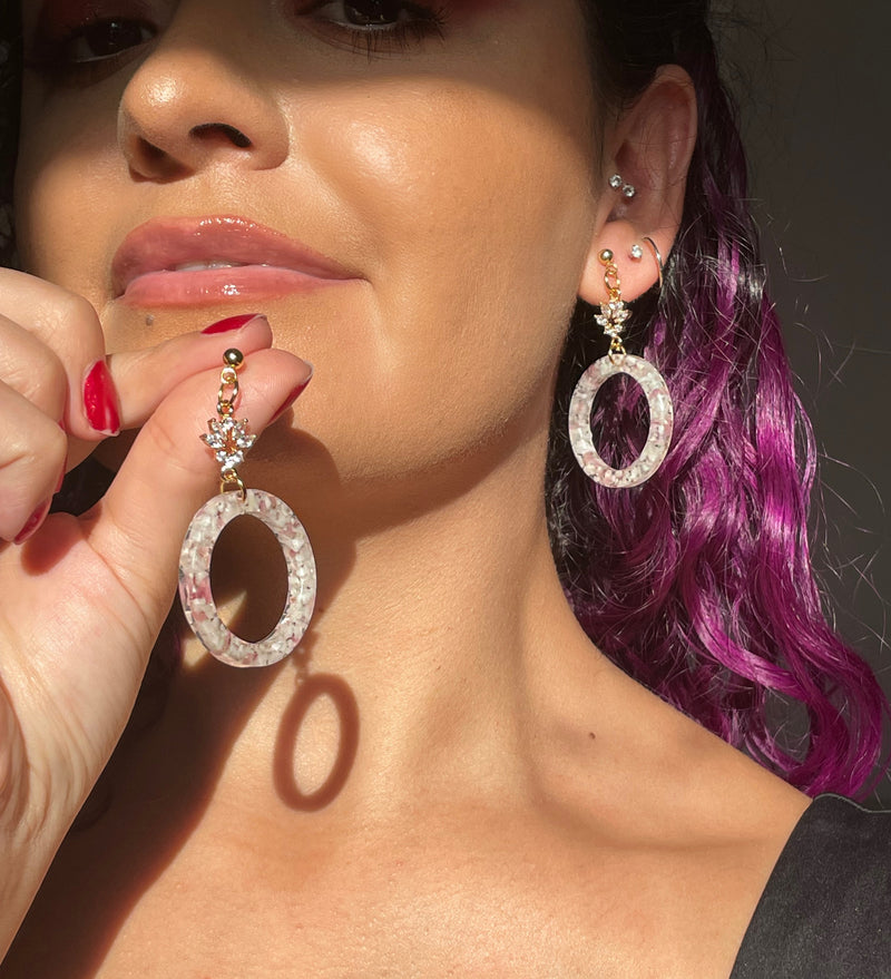 "The Valentina" Pink Tourmaline & Quartz  Earrings