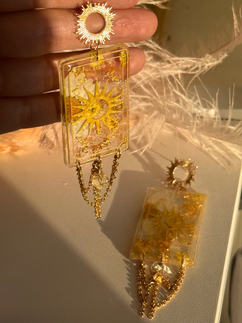 “The Sun” Tarot Card Carnelian and Citrine Earrings