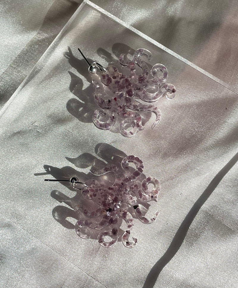 “Octopi” Lepidolite Hypoallergenic Earrings