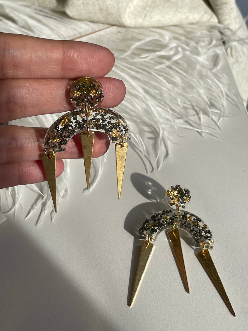 “Dangerous Woman” Pyrite Dangle Studs
