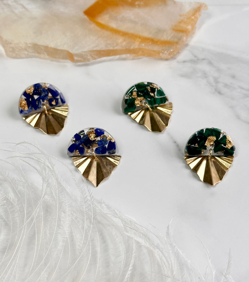 “Eleganza" Malachite & Lapis Lazuli Studs