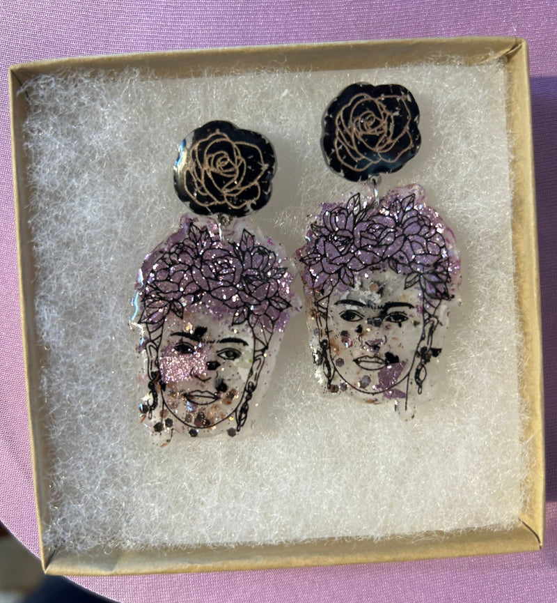 “The Frida” Black Tourmaline and Moonstone Studs