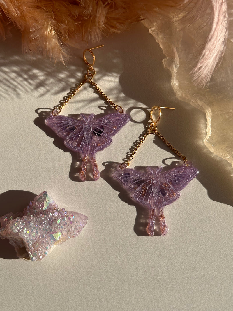 “Lunar Moth" Charoite Earrings