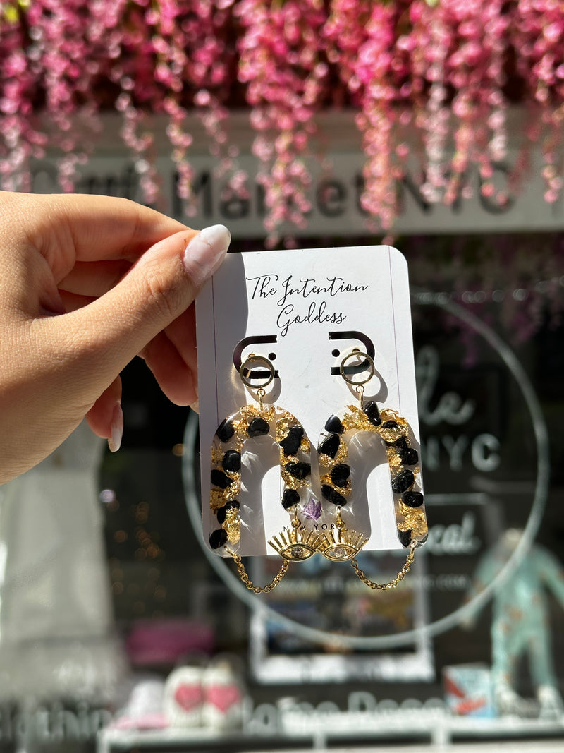 “Goddess of Abundance II” Shungite Evil Eye Earrings