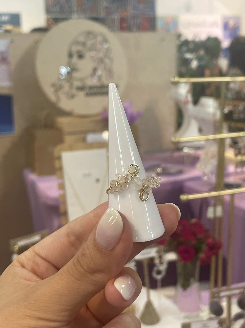 Moonstone & Rose Quartz Gold Filled Wire Ring