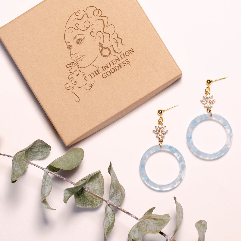 “The Valentina” Aquamarine Hoop Earrings