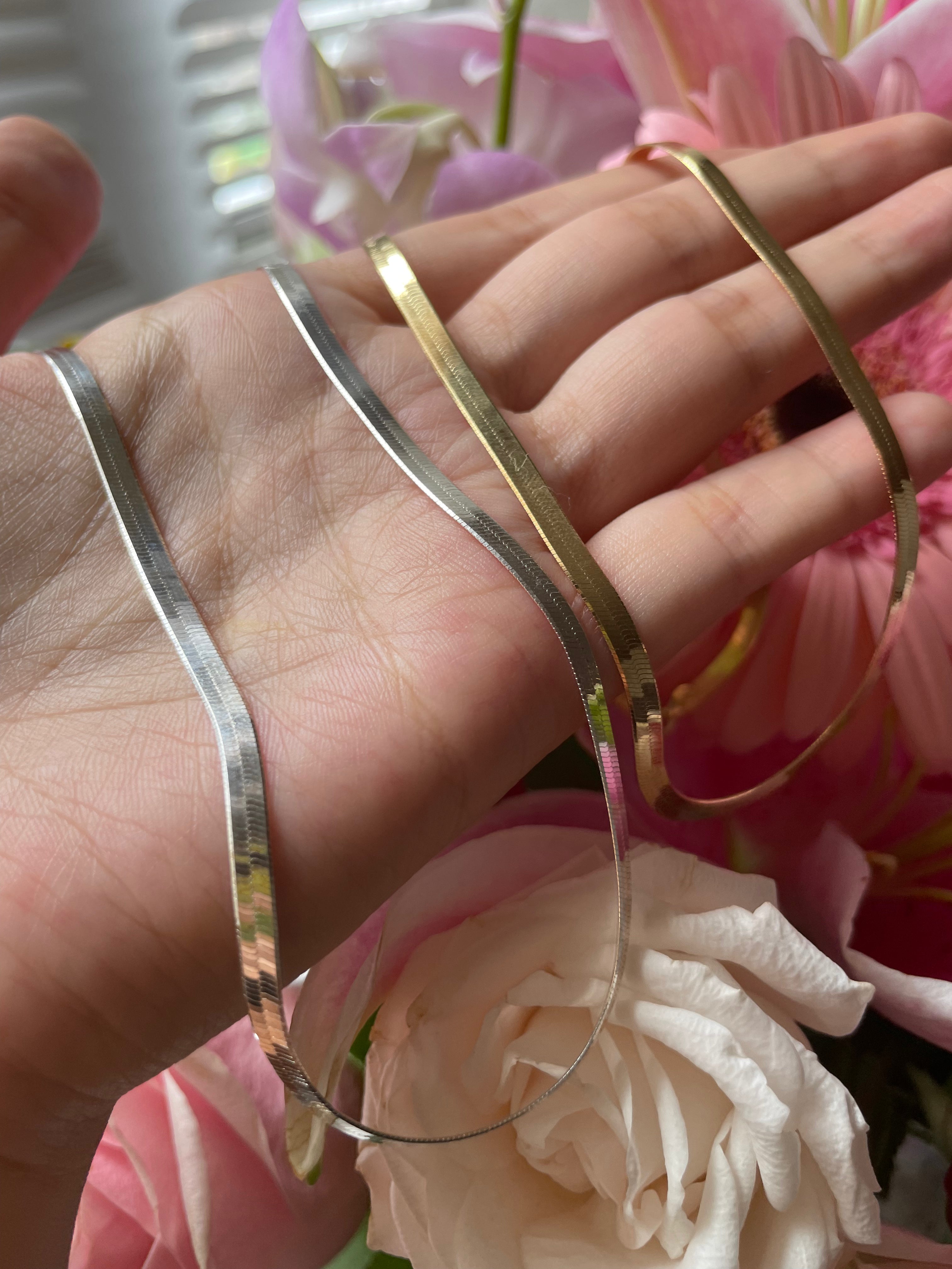 Herringbone Vermeil or Sterling Silver Necklace