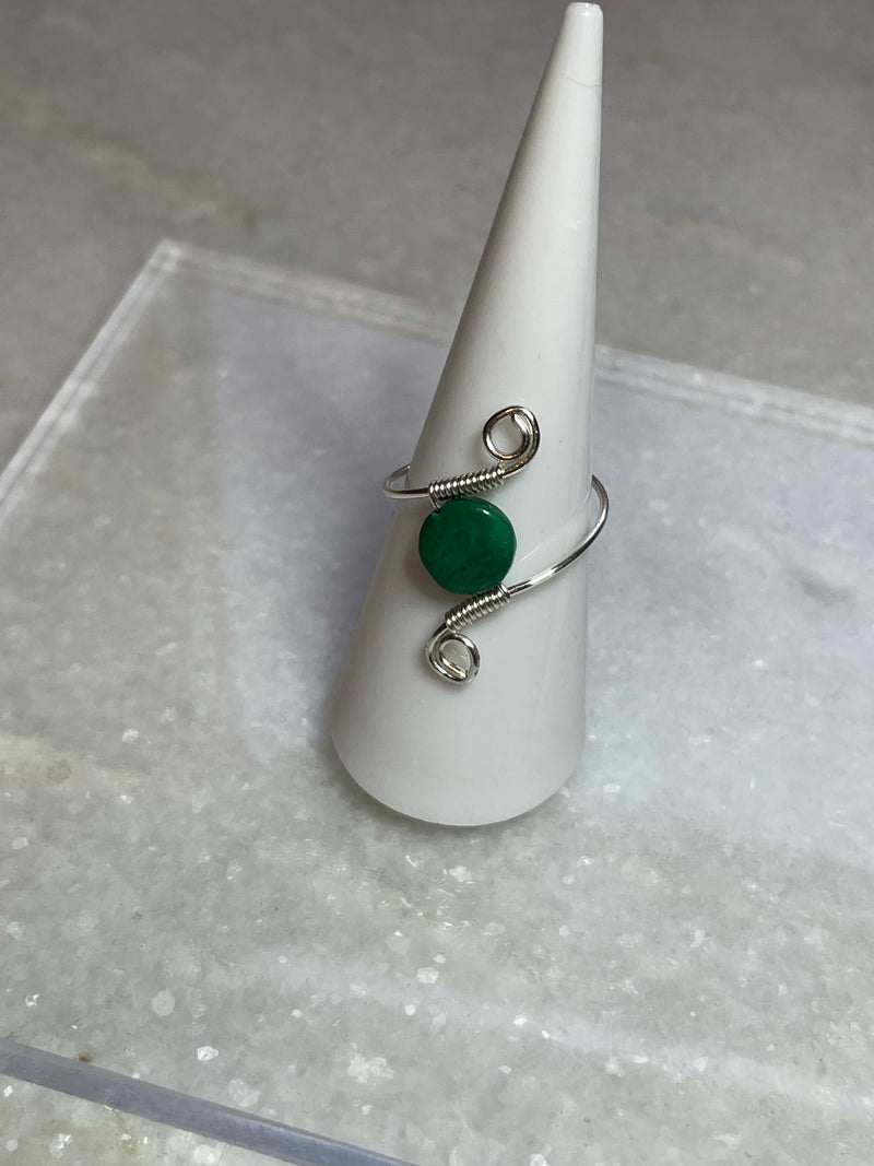 Malachite Sterling Silver Wire Ring