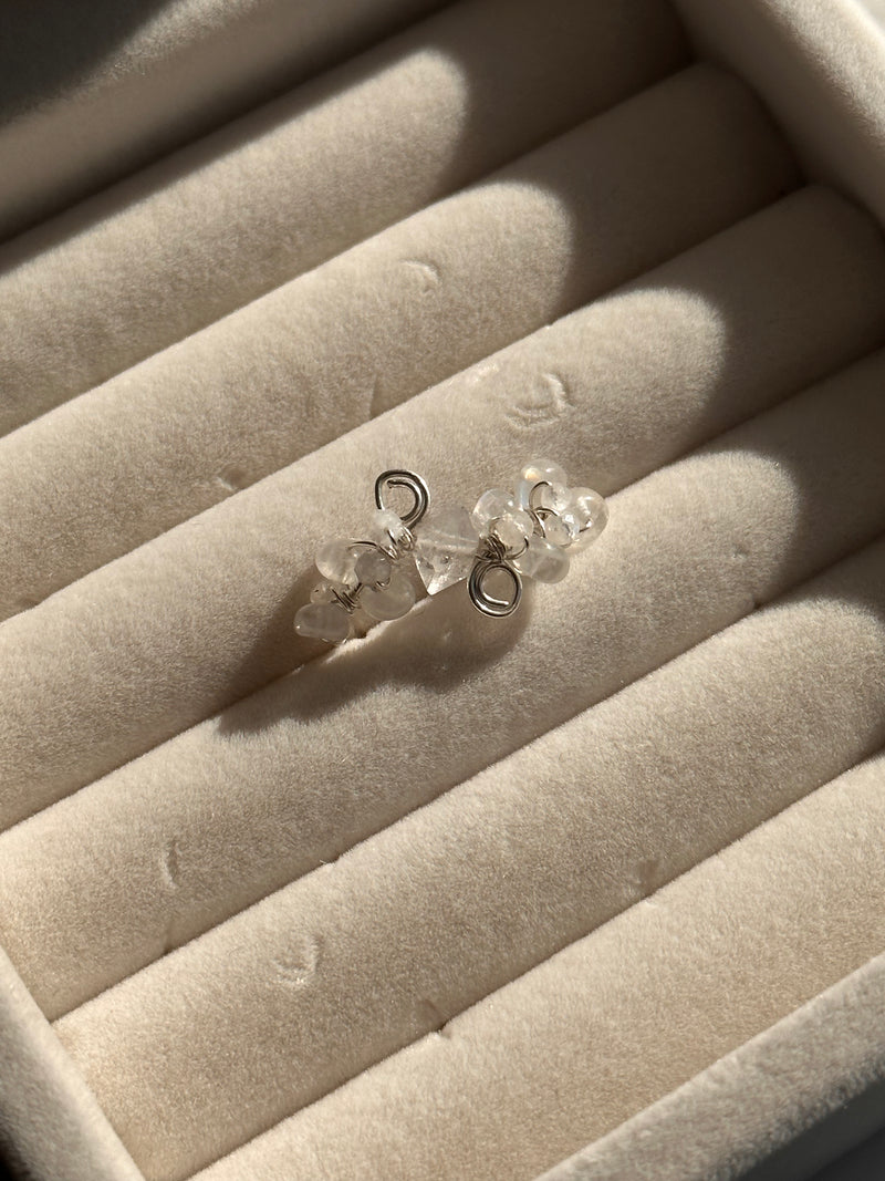 Herkimer Diamond & Moonstone Sterling Silver Wire Ring