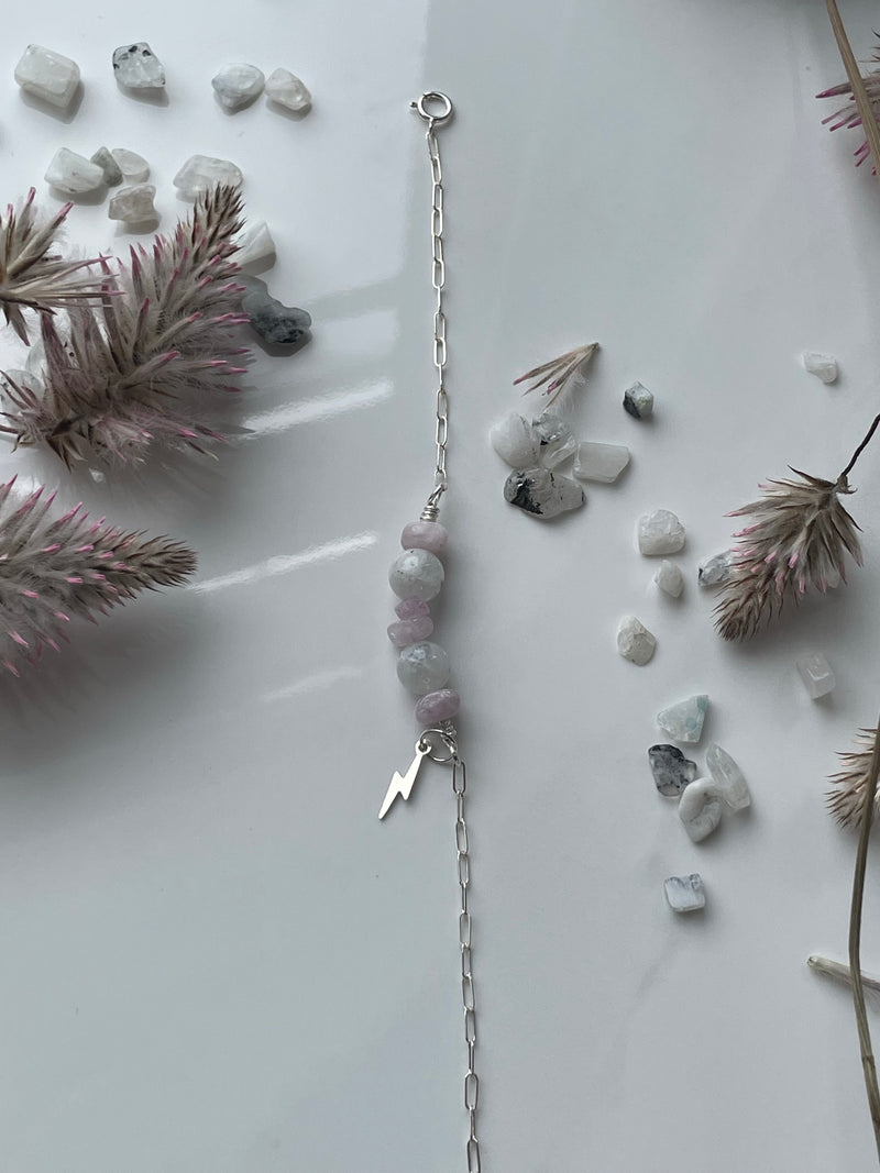 Kunzite and Moonstone Sterling Silver Bracelet