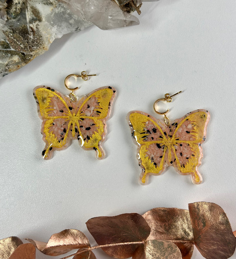 “Mariposa” Moonstone Gold Butterfly Earrings