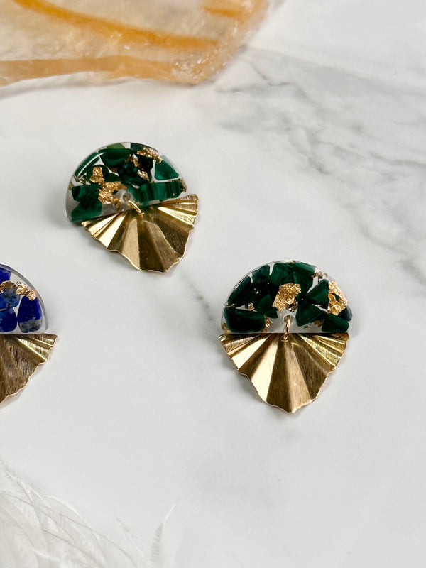 “Eleganza" Malachite & Lapis Lazuli Studs