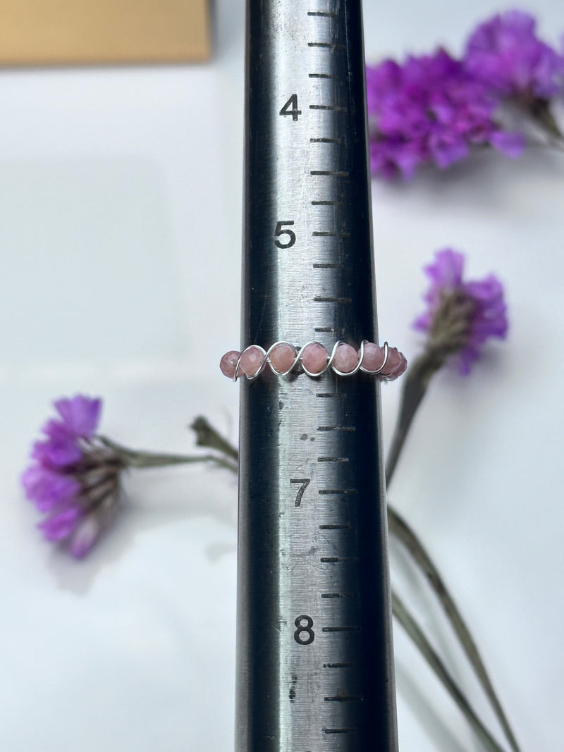 Rhodochrosite Sterling Silver Wire Ring