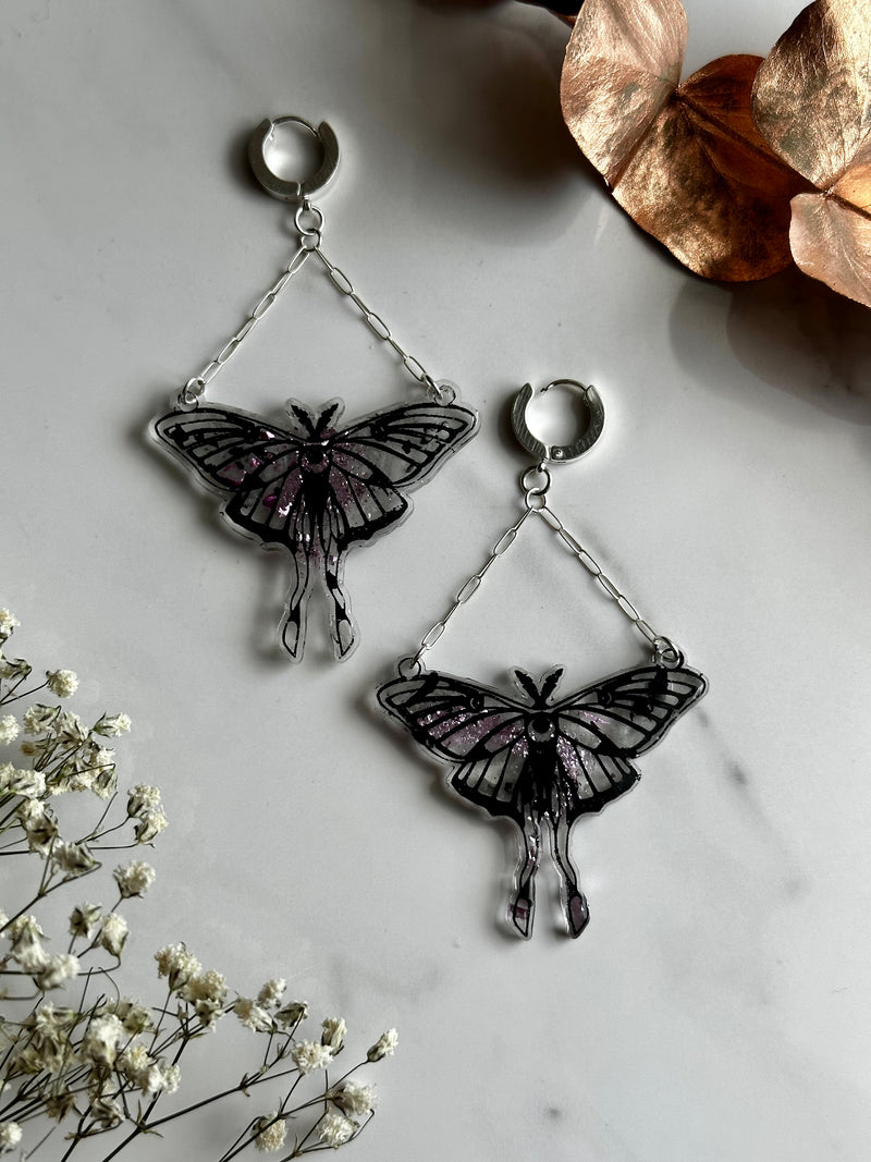 “Lunar Moth” Moonstone Huggies