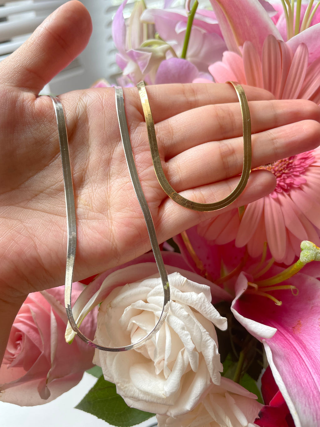 Herringbone Vermeil or Sterling Silver Necklace