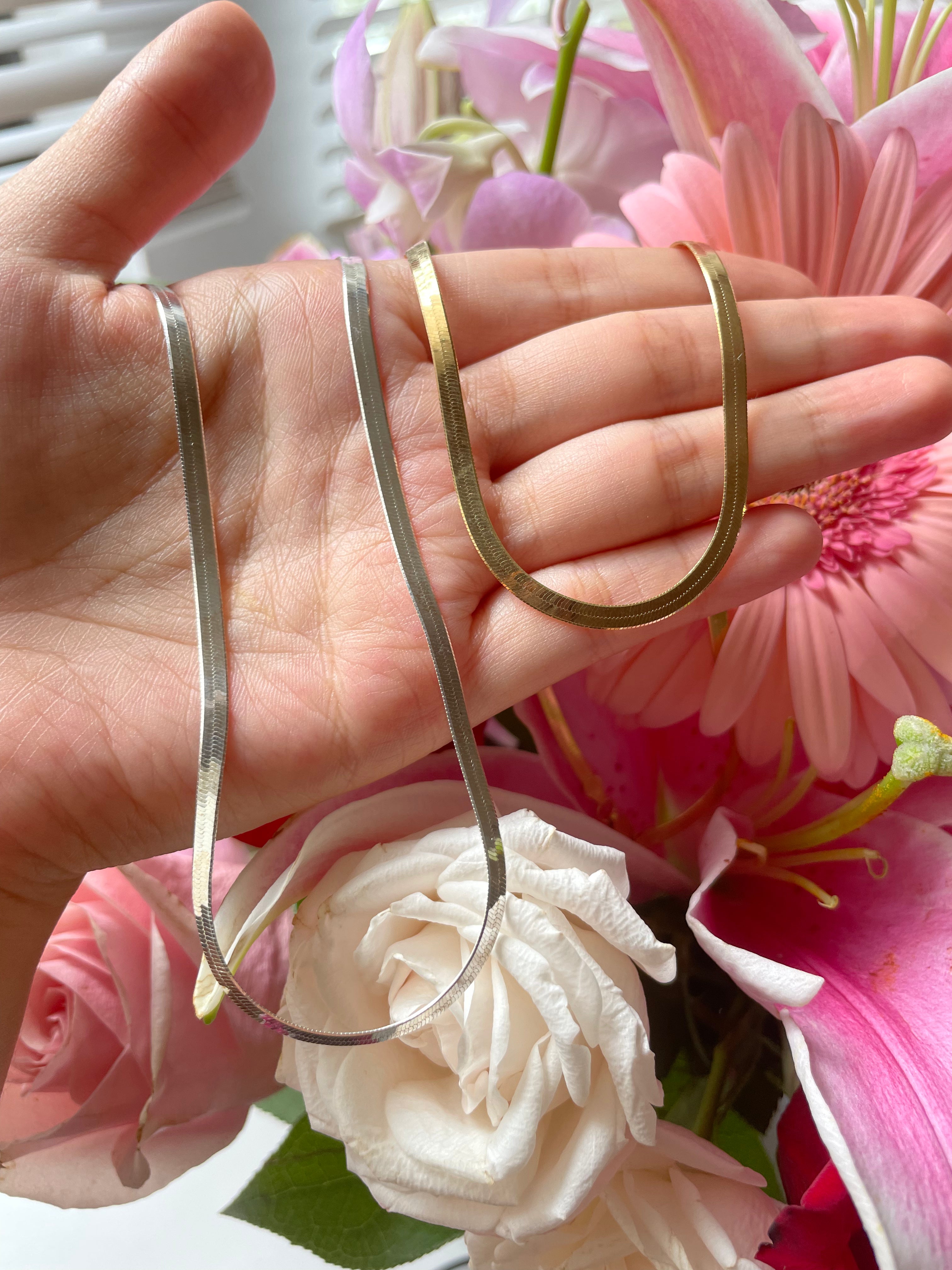 Herringbone Vermeil or Sterling Silver Necklace