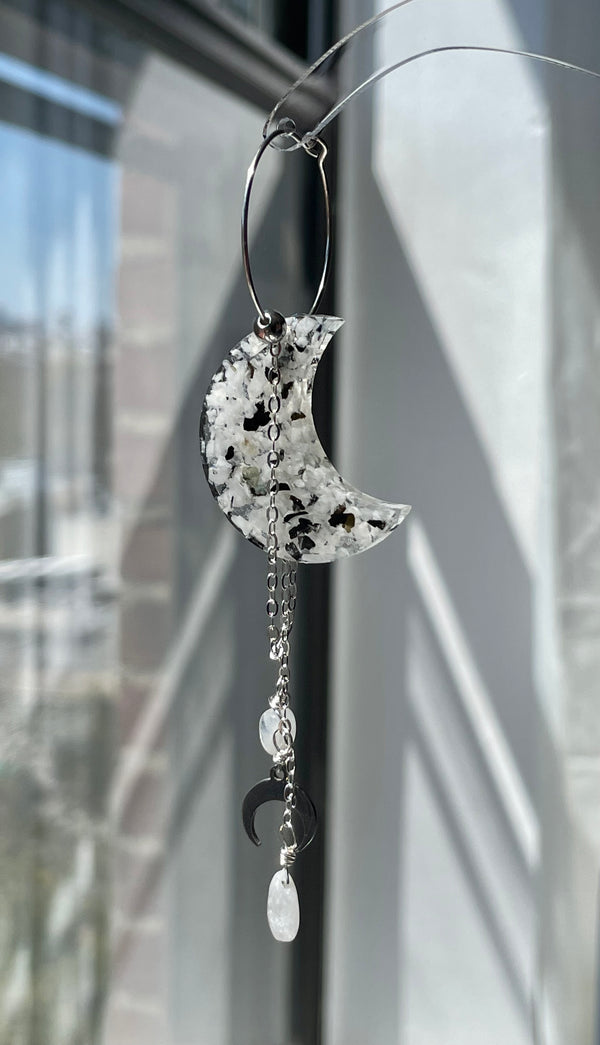 The Silver Moon Moonstone Sterling Silver Hoops