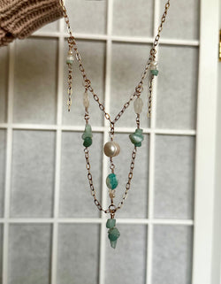 “Goddess of Beauty” Amazonite, Pearl and Moonstone Neckace