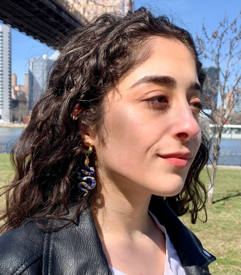 “The Feminine" Lapis Lazuli  Lightweight Snake Earrings