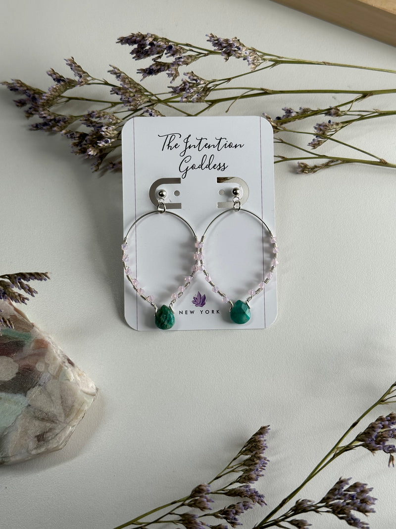 “The Intention Goddess” Amazonite Wire Earrings