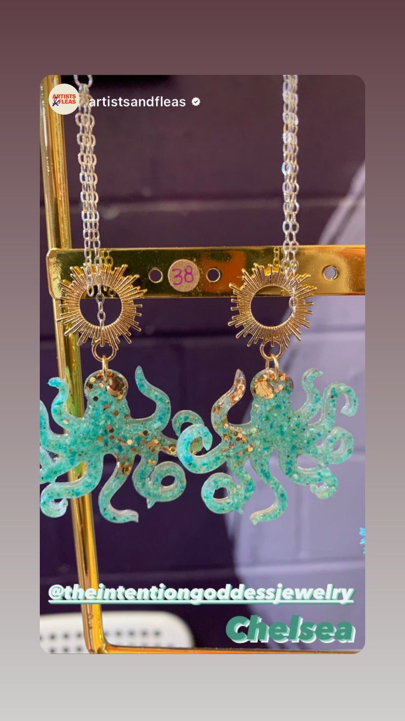 “Octopi” Chrysocolla Lightweight Octopus Earrings