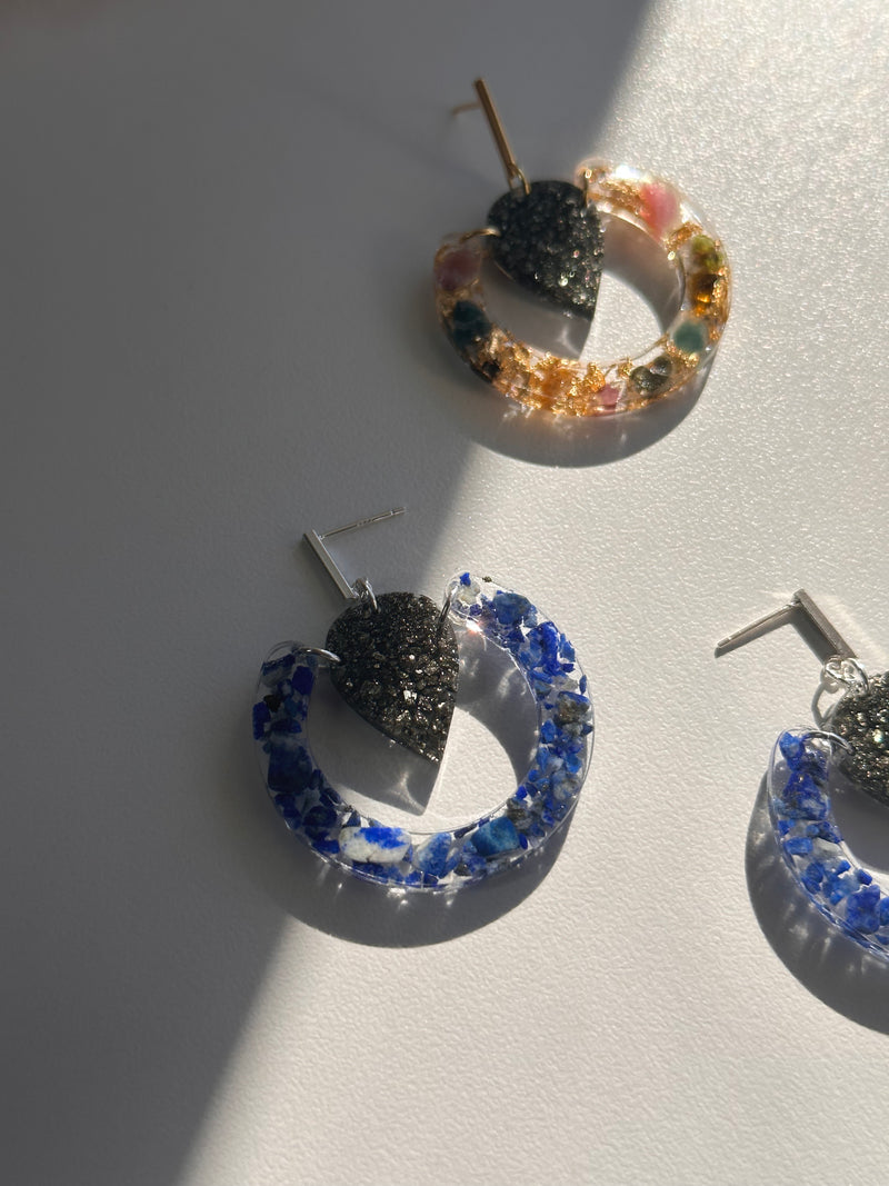 “Circle of Manifestation” Lapis Lazuli & Pyrite Earrings