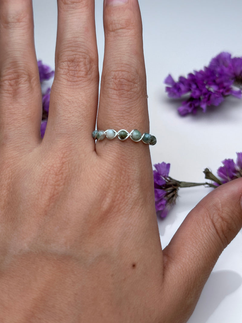 Tree Agate Sterling Silver Wire Ring
