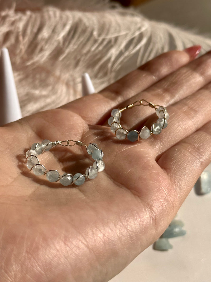 Aquamarine Sterling Silver Wire Ring