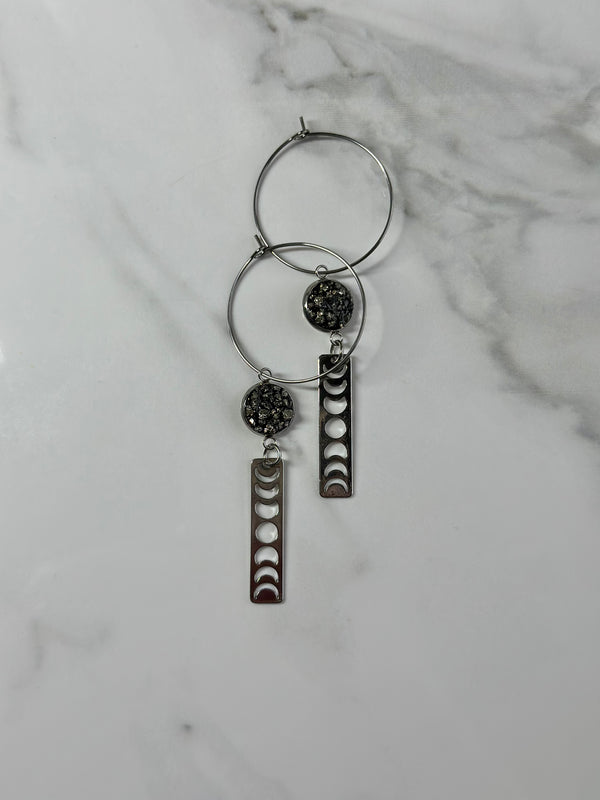 “Moon Cycle” Pyrite Hoops