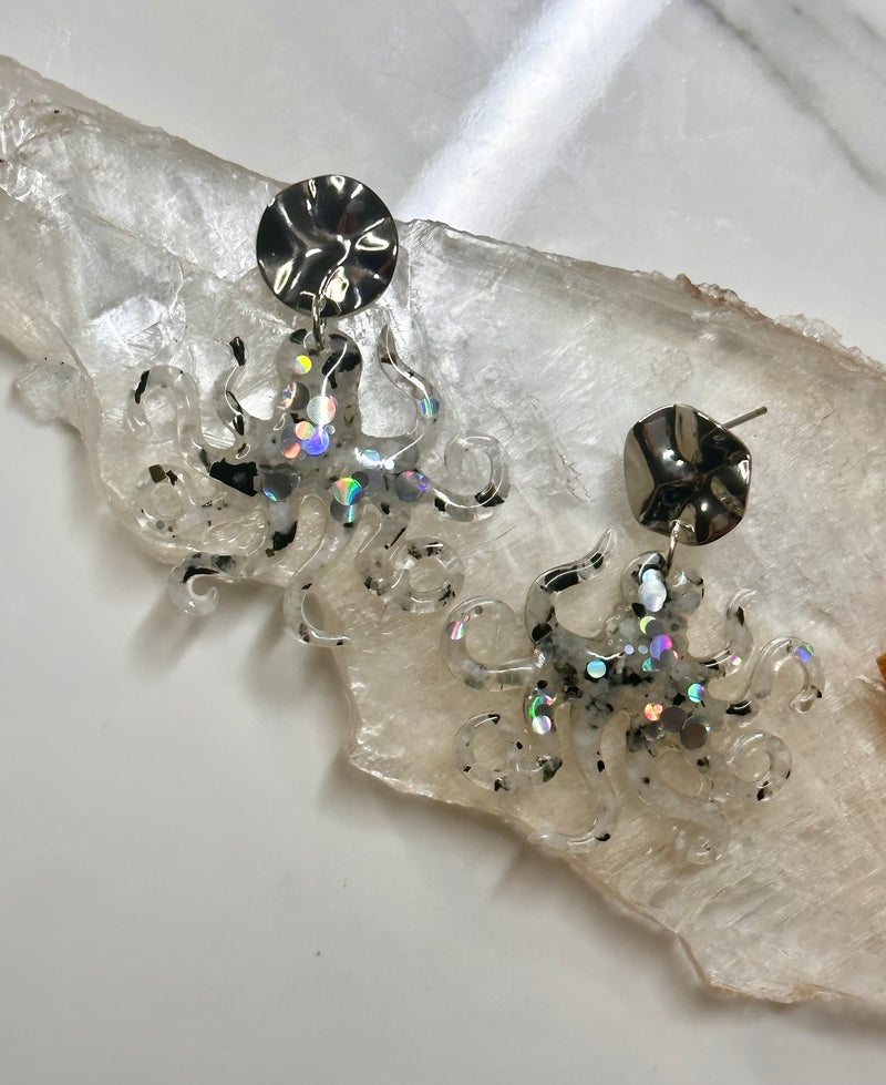 “Octopi” Moonstone Silver Earrings