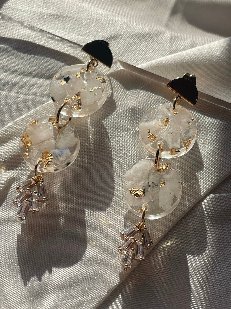 “Compassion Goddess" Moonstone Earrings (Double)