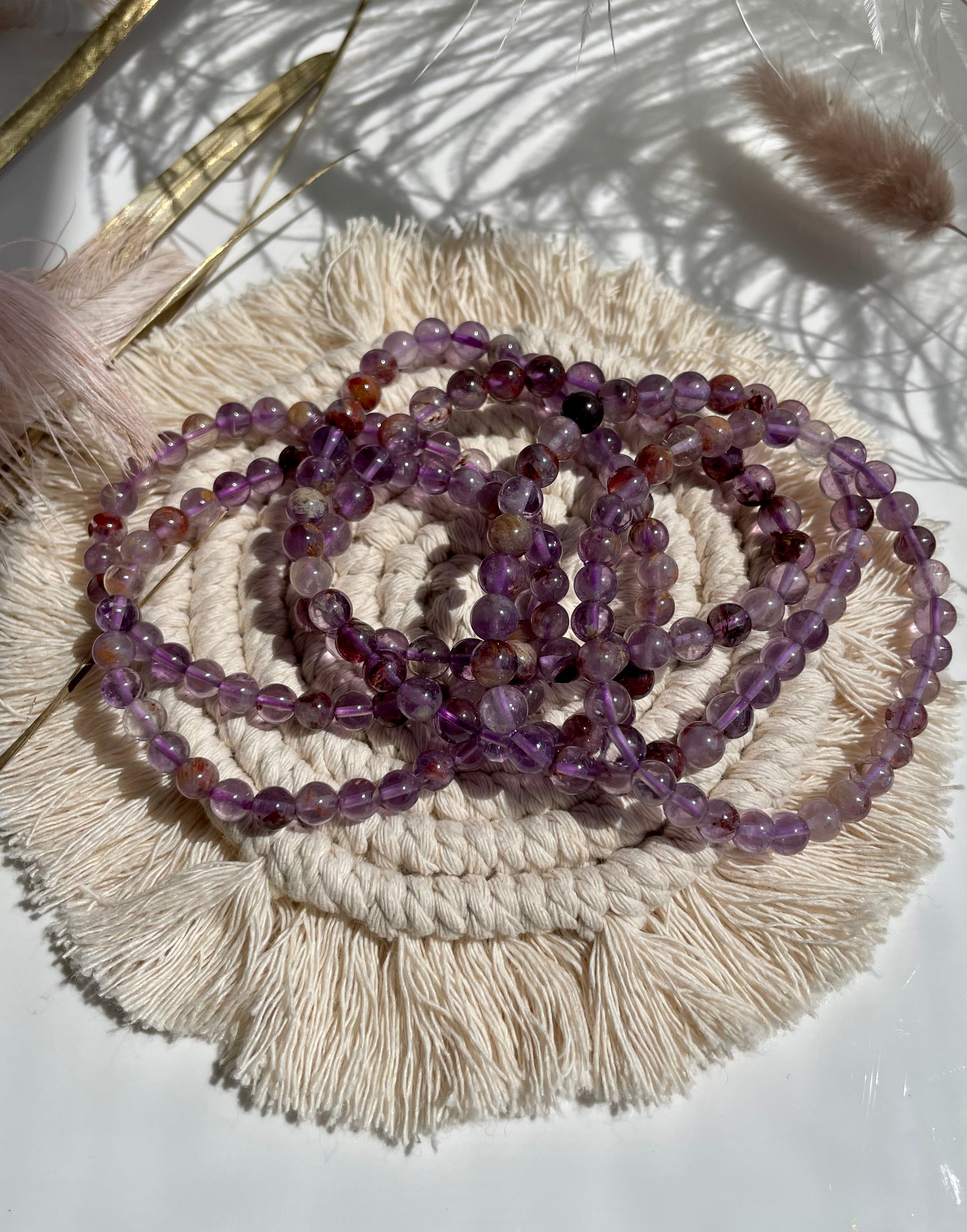 Natural Super Seven 6mm 7.5” Crystal Healing Stretch Bracelet