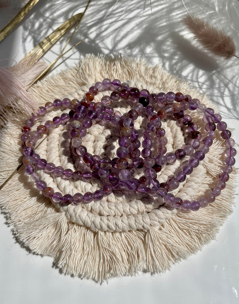 Natural Super Seven 6mm 7.5” Crystal Healing Stretch Bracelet